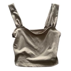 abercrombie & fitch beige tank crop top